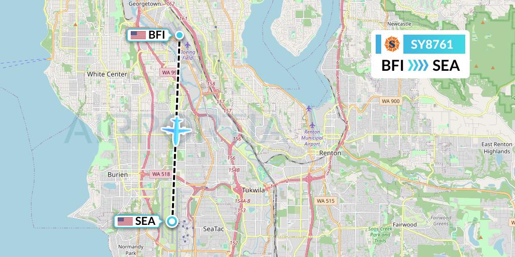 SY8761 Sun Country Airlines Flight Map: Seattle to Seattle