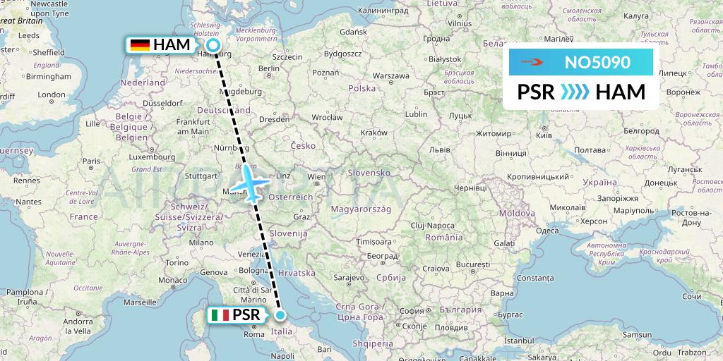NO5090 Neos Flight Map: Pescara to Hamburg