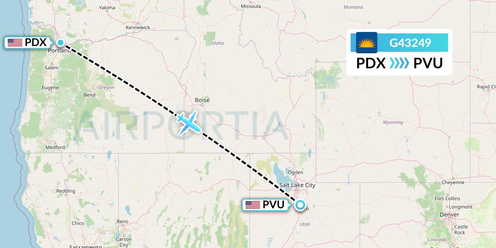 G43249 Allegiant Air Flight Map: Portland to Provo