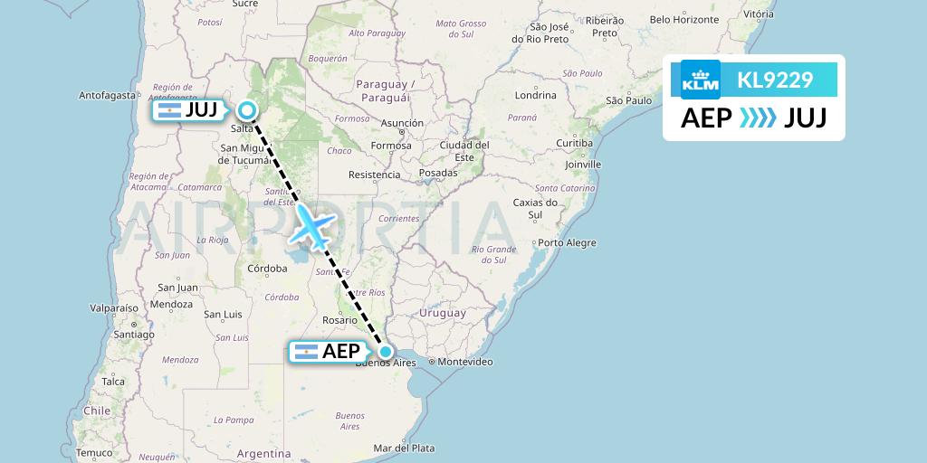 KL9229 KLM Flight Map: Buenos Aires to Jujuy