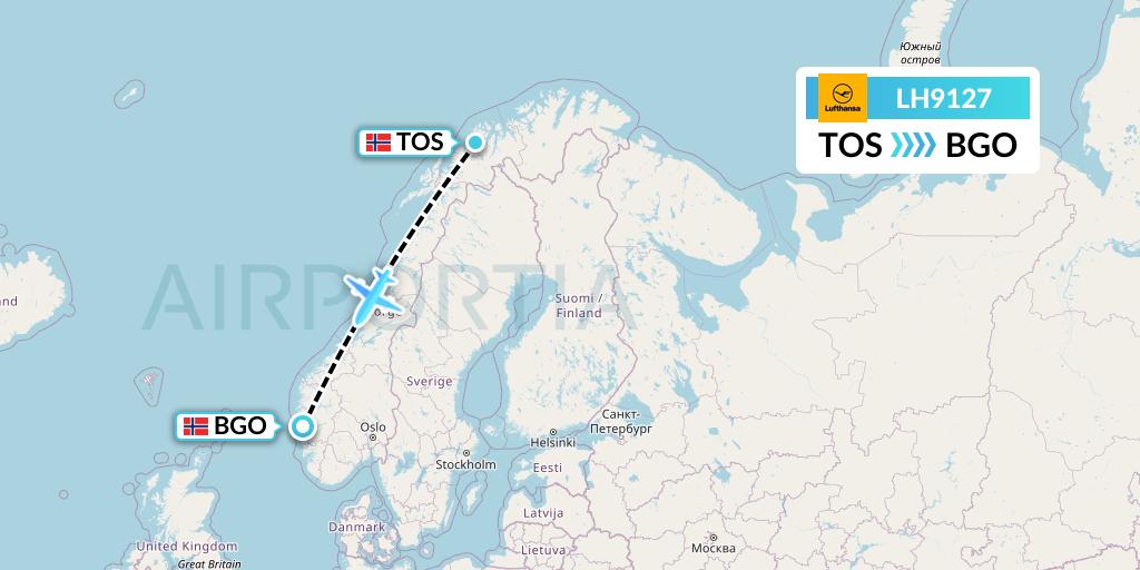 LH9127 Lufthansa Flight Map: Tromso to Bergen