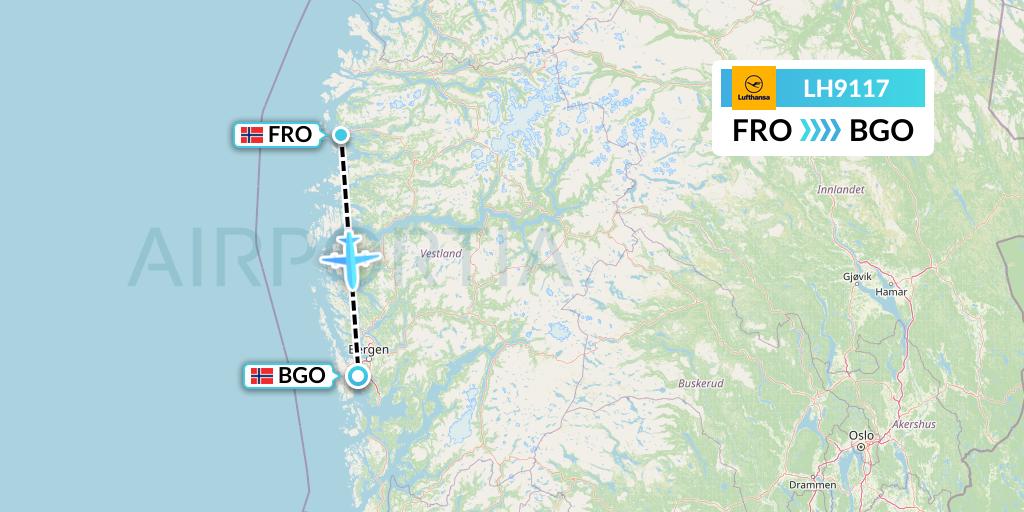 LH9117 Lufthansa Flight Map: Floro to Bergen