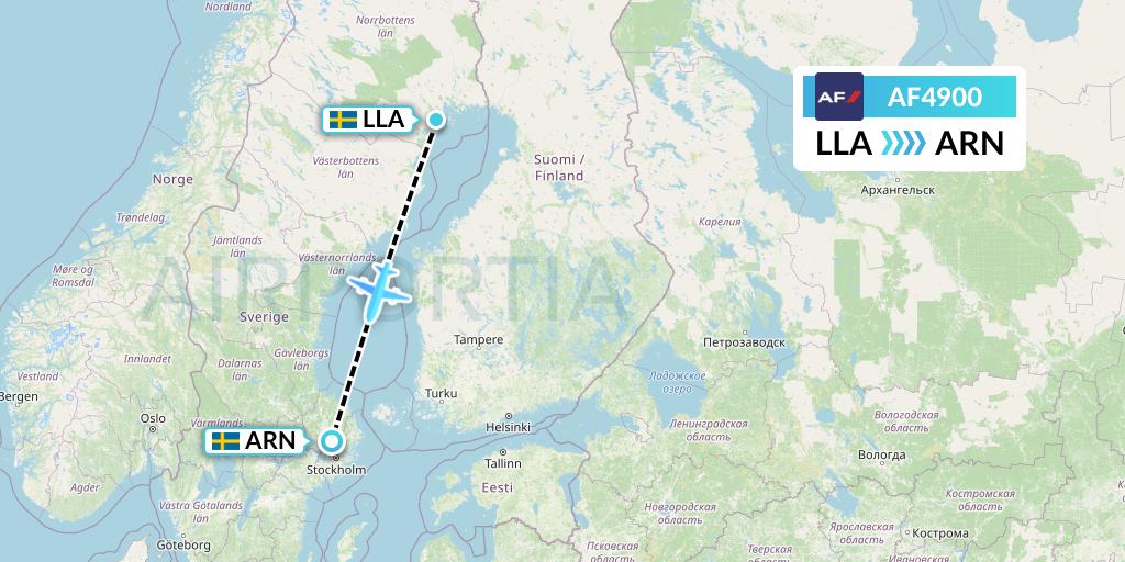 AF4900 Air France Flight Map: Lulea to Stockholm