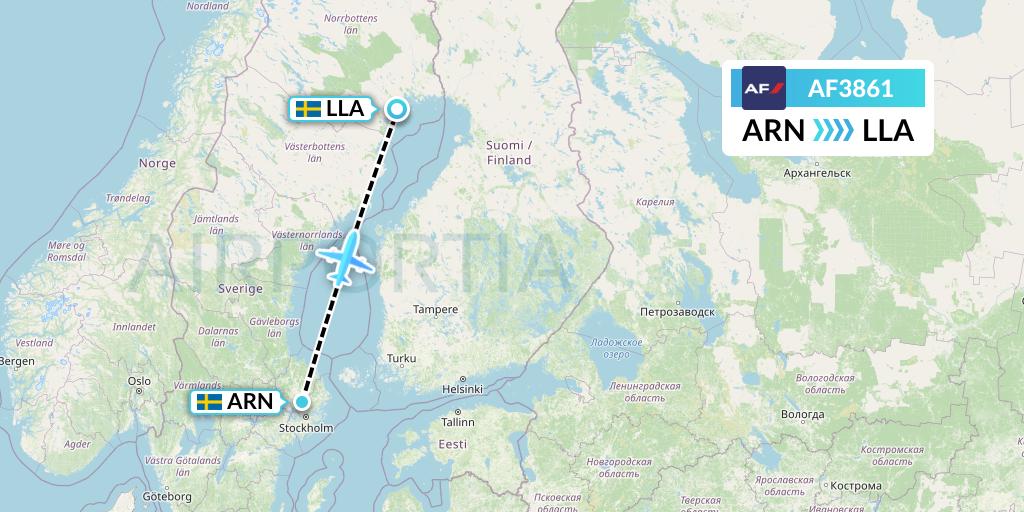 AF3861 Air France Flight Map: Stockholm to Lulea