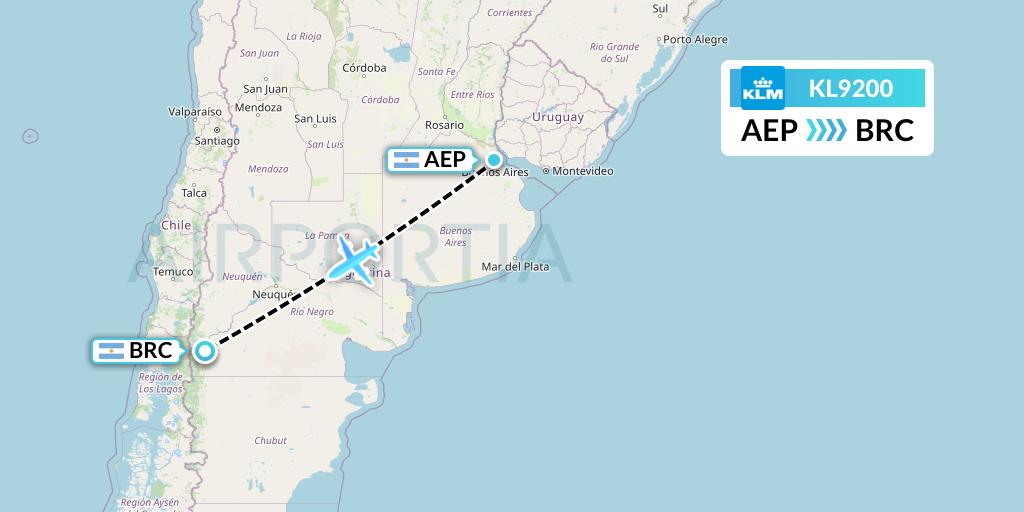 KL9200 KLM Flight Map: Buenos Aires to San Carlos de Bariloche
