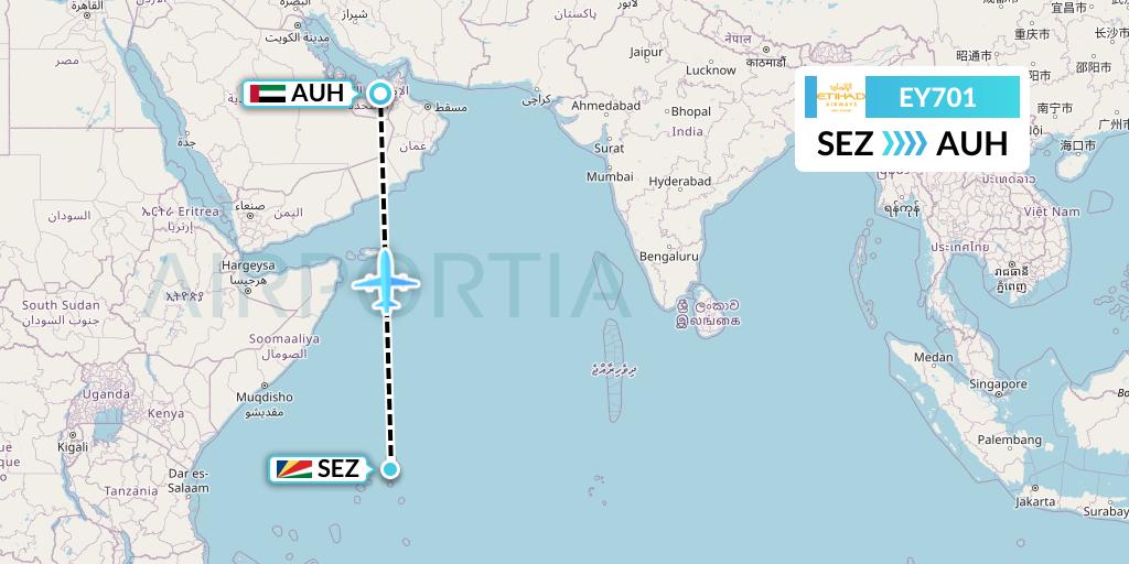 EY701 Etihad Airways Flight Map: Victoria to Abu Dhabi