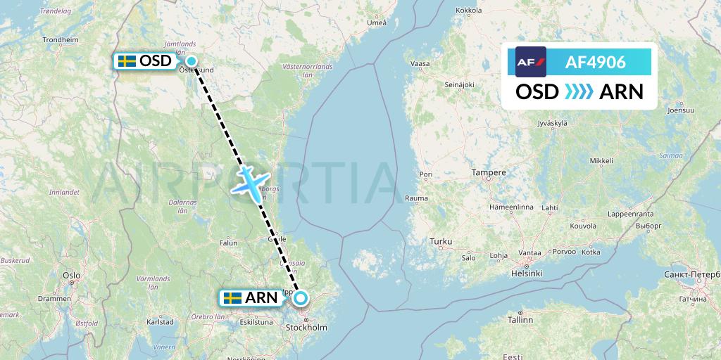 AF4906 Air France Flight Map: Ostersund to Stockholm