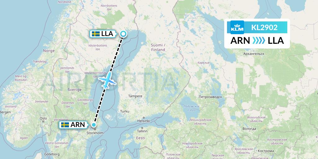 KL2902 KLM Flight Map: Stockholm to Lulea