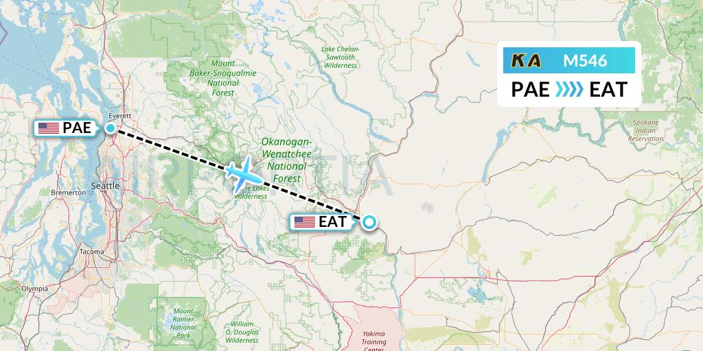 M546 Kenmore Air Flight Map: Everett to Wenatchee