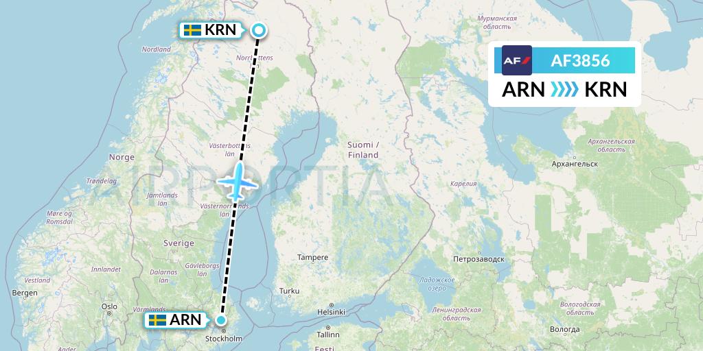 AF3856 Air France Flight Map: Stockholm to Kiruna