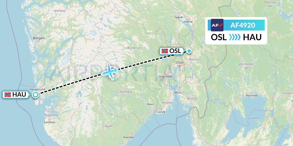 AF4920 Air France Flight Map: Oslo to Haugesund