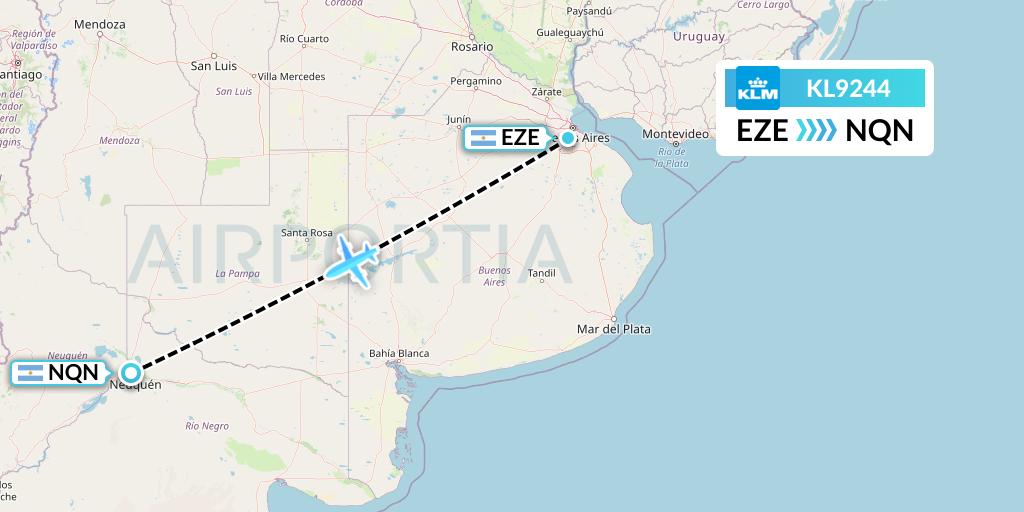 KL9244 KLM Flight Map: Buenos Aires to Neuquen