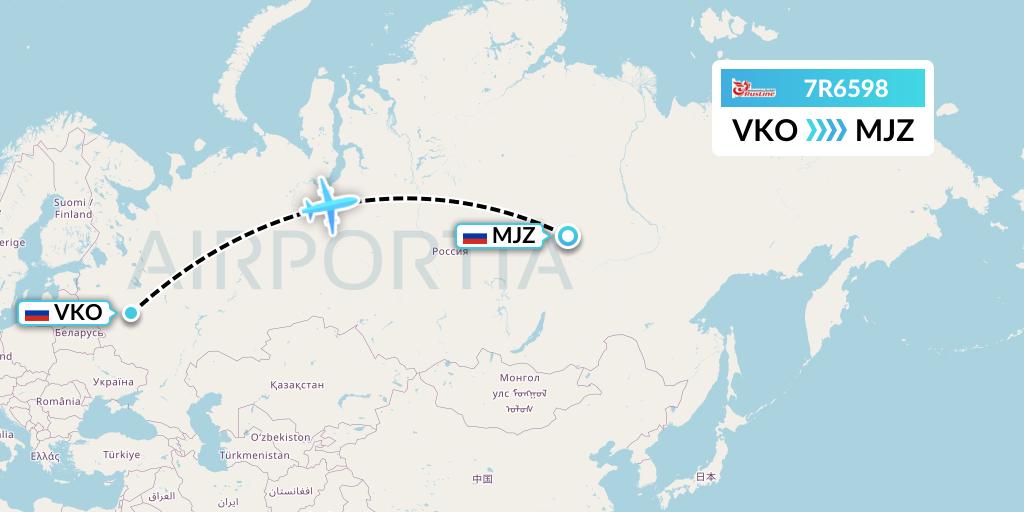7R6598 Rusline Flight Map: Moscow to Mirny