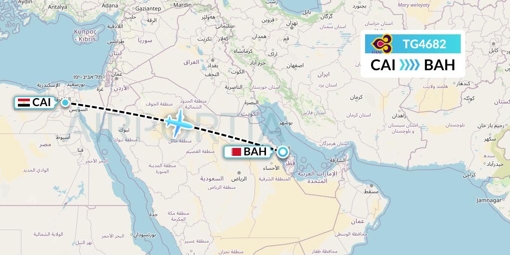 TG4682 Thai Airways Flight Map: Cairo to Bahrain
