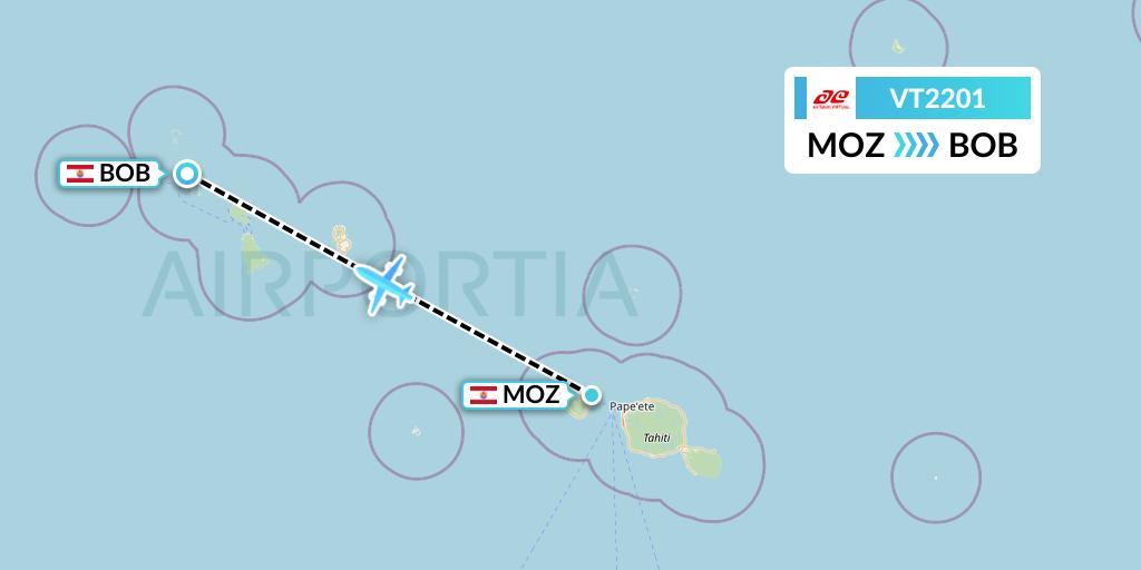 VT2201 Air Tahiti Flight Map: Moorea to Bora Bora