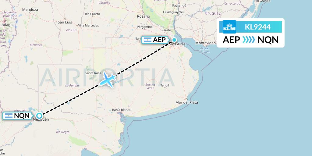 KL9244 KLM Flight Map: Buenos Aires to Neuquen