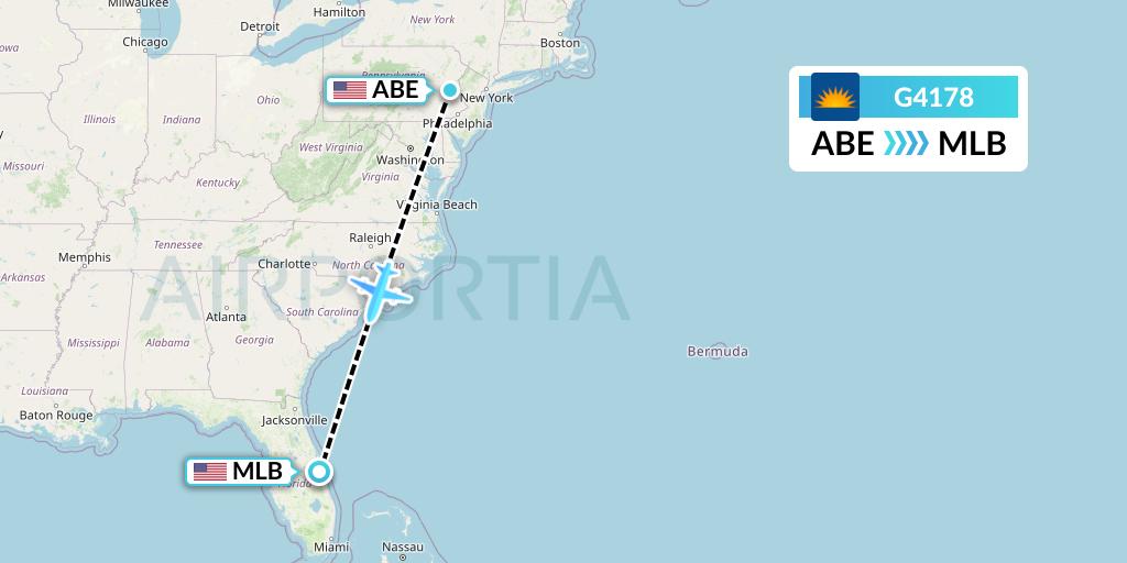 G4178 Allegiant Air Flight Map: Allentown to Melbourne