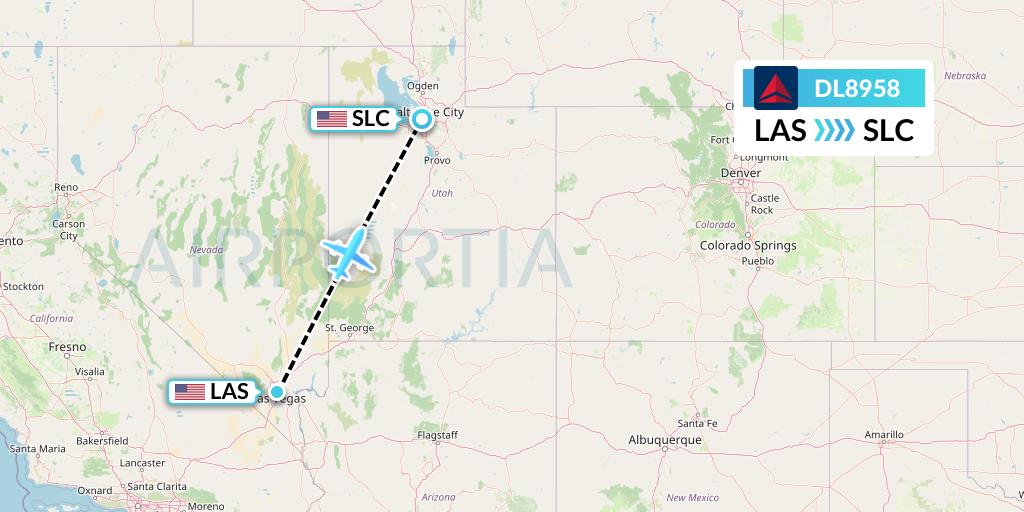 DL8958 Delta Air Lines Flight Map: Las Vegas to Salt Lake City