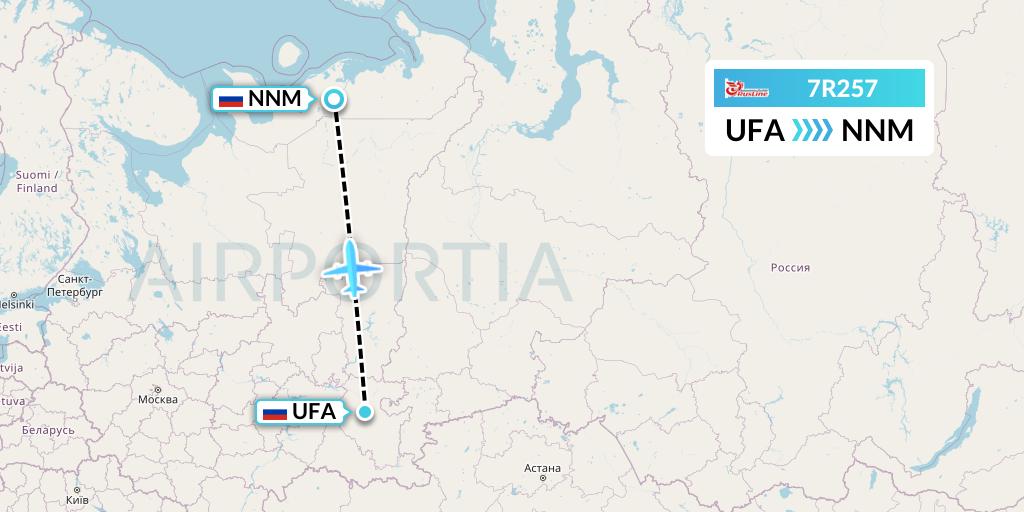 7R257 Rusline Flight Map: Ufa to Naryan-Mar