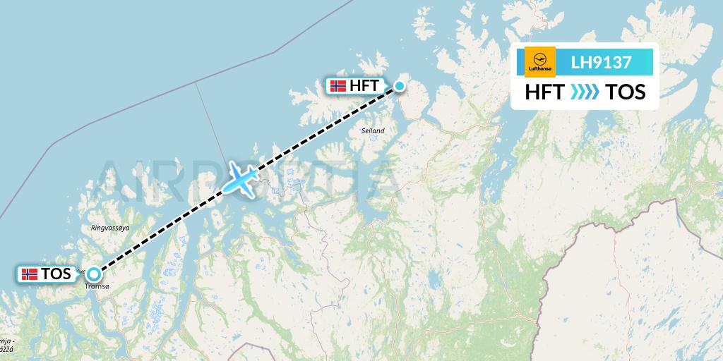 LH9137 Lufthansa Flight Map: Hammerfest to Tromso