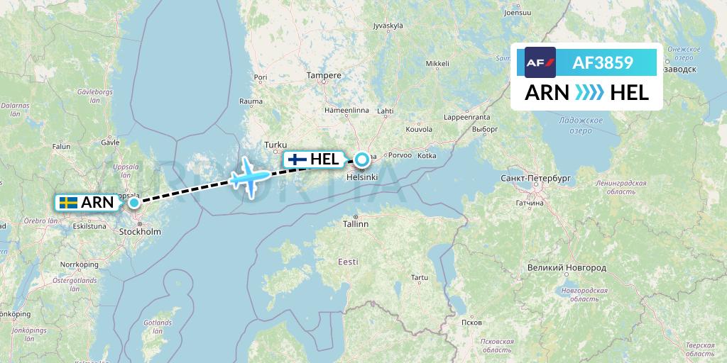 AF3859 Air France Flight Map: Stockholm to Helsinki