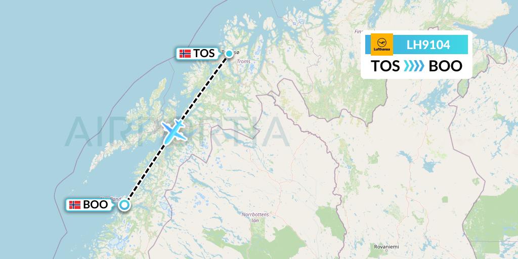 LH9104 Lufthansa Flight Map: Tromso to Bodo