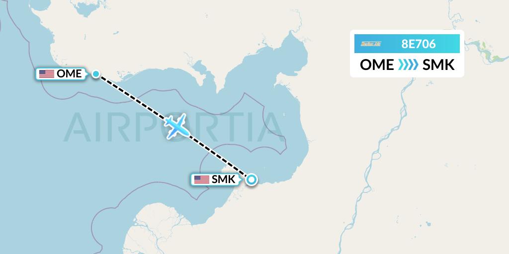 8E706 Bering Air Flight Map: Nome to St Michael