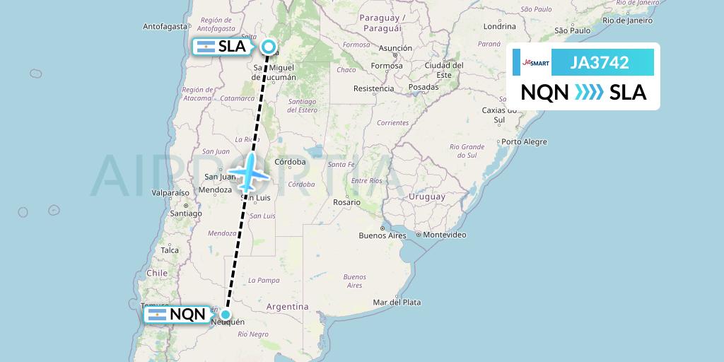 JA3742 JetSMART Flight Map: Neuquen to Salta