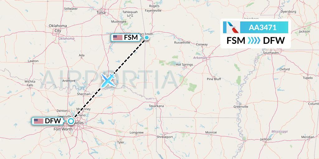 AA3471 American Airlines Flight Map: Fort Smith to Dallas