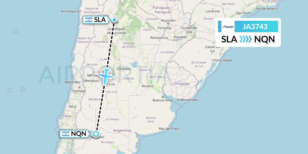 JA3743 JetSMART Flight Map: Salta to Neuquen