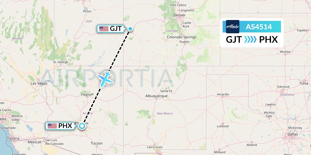 AS4514 Alaska Airlines Flight Map: Grand Junction to Phoenix