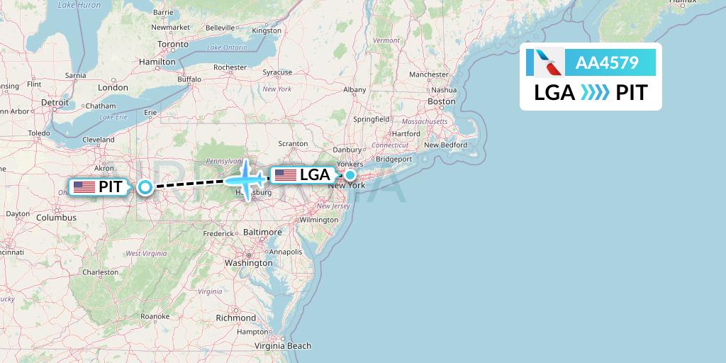 AA4579 American Airlines Flight Map: New York to Pittsburgh
