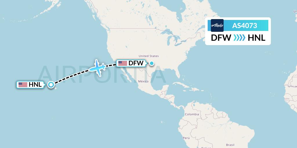 AS4073 Alaska Airlines Flight Map: Dallas to Honolulu