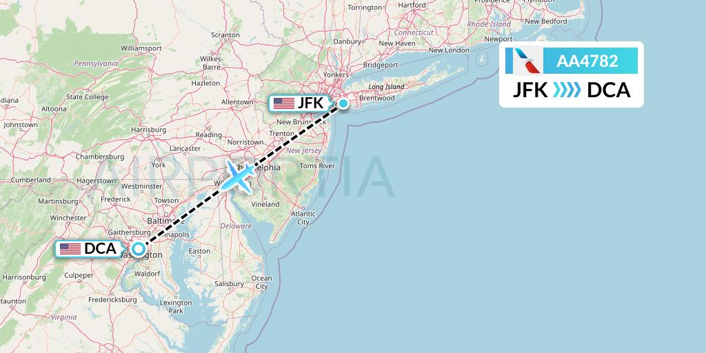 AA4782 American Airlines Flight Map: New York to Washington