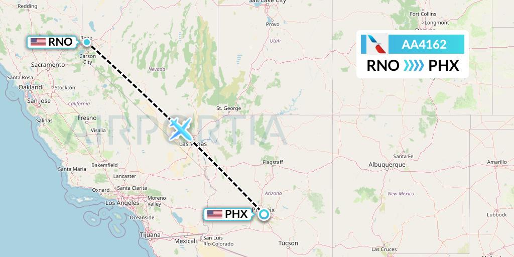 AA4162 American Airlines Flight Map: Reno to Phoenix