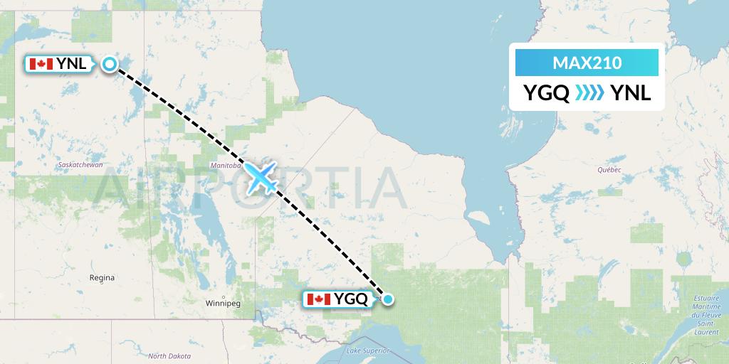 MAX210 Max Aviation Flight Map: Geraldton to Points North Landing