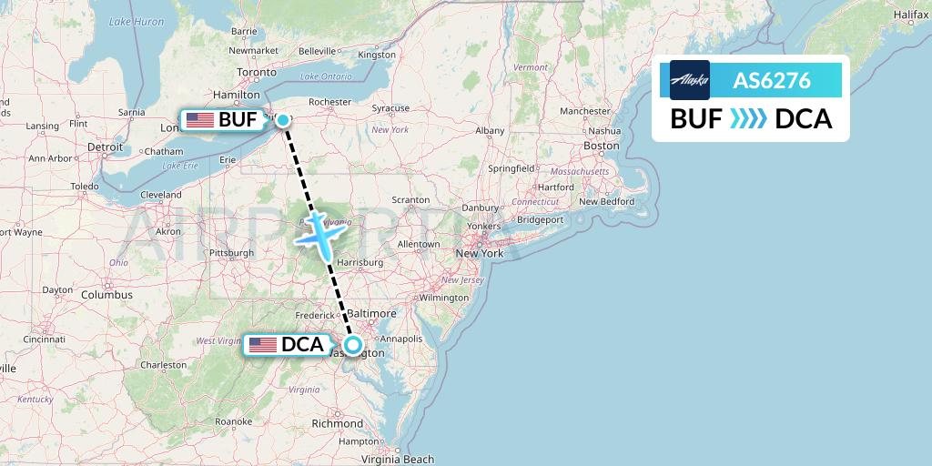 AS6276 Alaska Airlines Flight Map: Buffalo to Washington