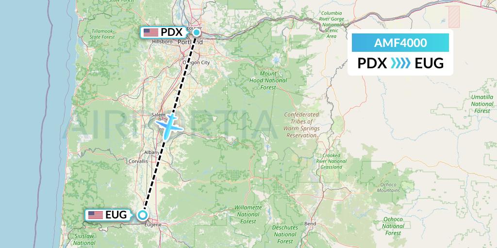 AMF4000 Ameriflight Flight Map: Portland to Eugene