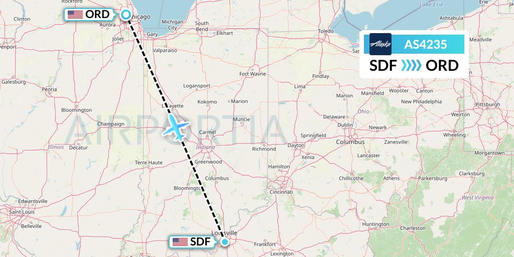 AS4235 Alaska Airlines Flight Map: Louisville to Chicago