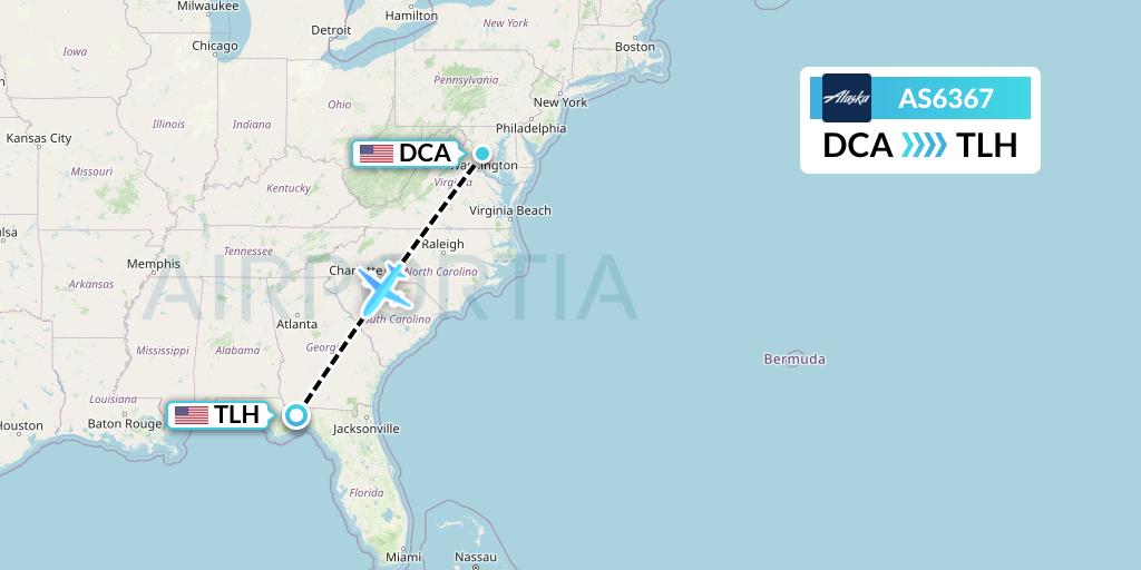 AS6367 Alaska Airlines Flight Map: Washington to Tallahassee