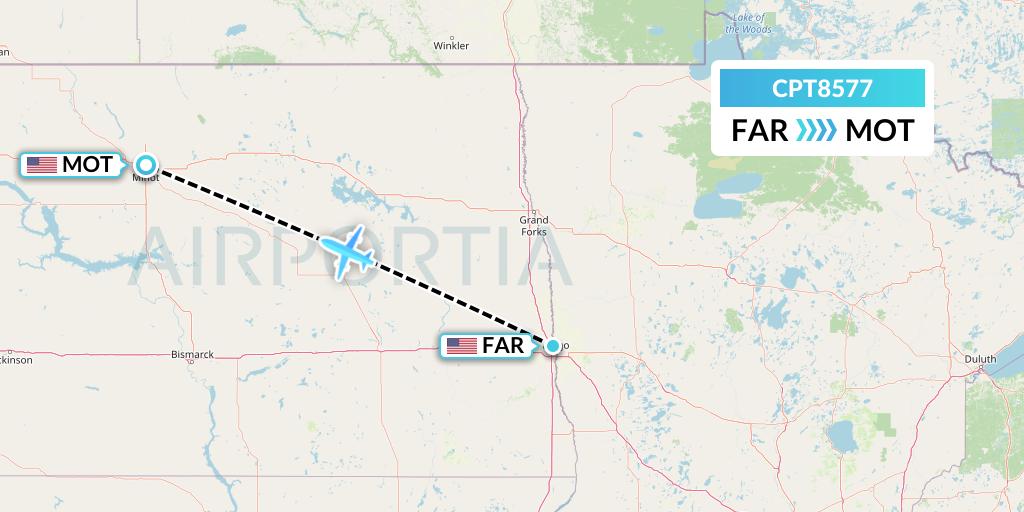 CPT8577 Corporate Air Flight Map: Fargo to Minot