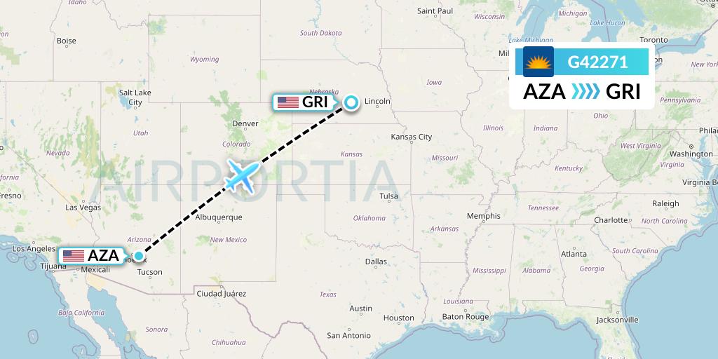 G42271 Allegiant Air Flight Map: Phoenix to Grand Island
