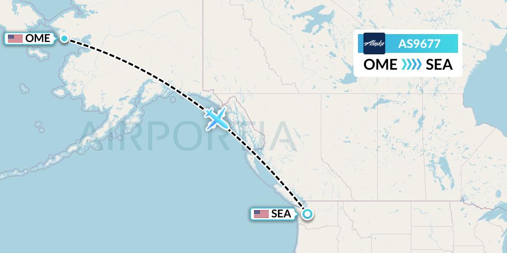 AS9677 Alaska Airlines Flight Map: Nome to Seattle