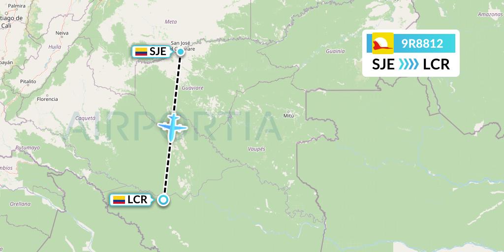 9R8812 Satena Flight Map: San Jose Del Guaviare to La Chorrera