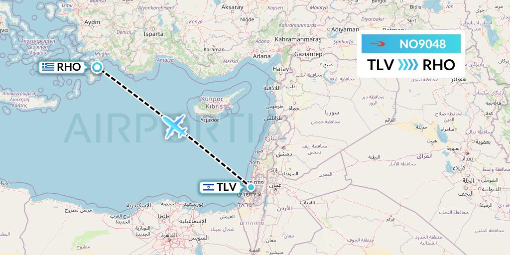 NO9048 Neos Flight Map: Tel Aviv to Rhodes
