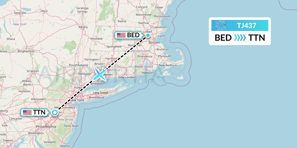 TJ437 Tradewind Aviation Flight Map: Bedford to Trenton