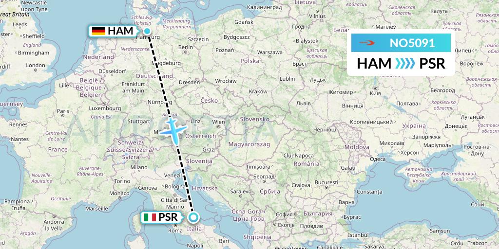 NO5091 Neos Flight Map: Hamburg to Pescara
