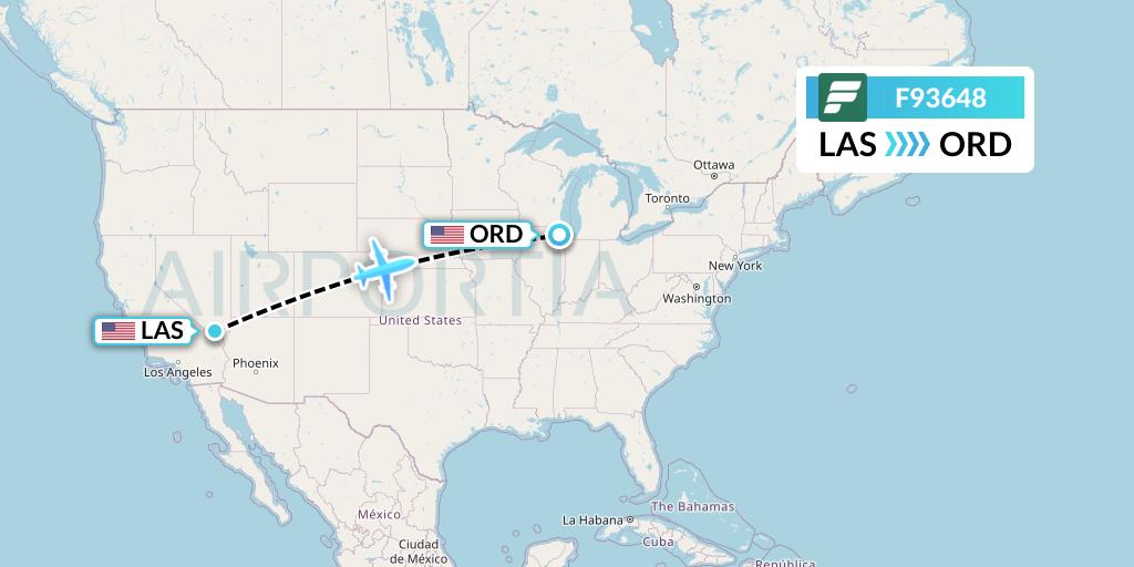 F93648 Frontier Airlines Flight Map: Las Vegas to Chicago