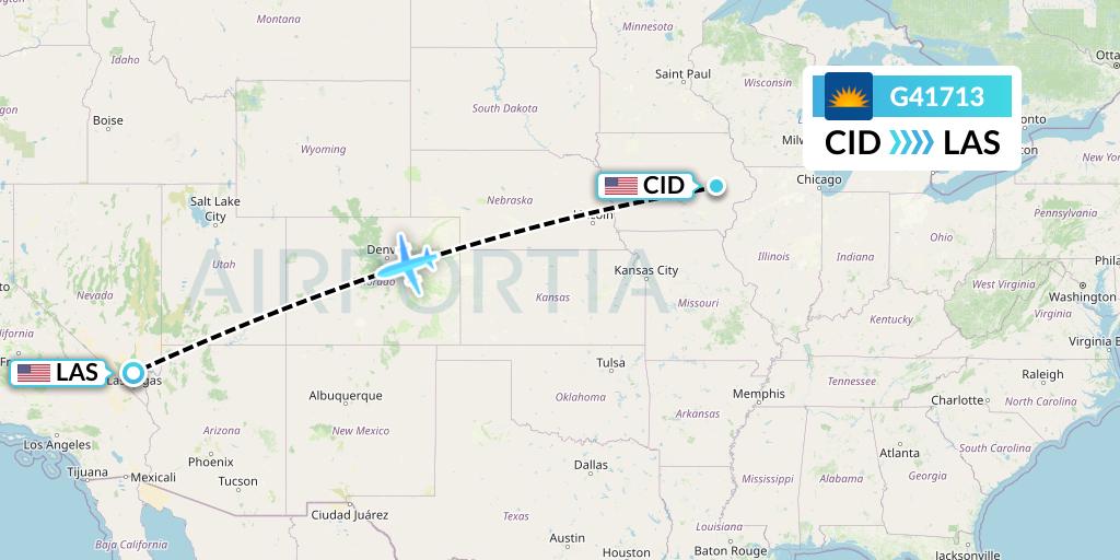 G41713 Allegiant Air Flight Map: Cedar Rapids to Las Vegas