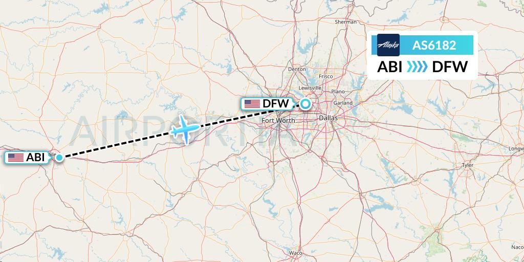 AS6182 Alaska Airlines Flight Map: Abilene to Dallas